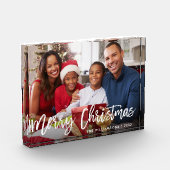 Bloc Photo Brochure moderne Script Star Joyeux Noël Famille (Gauche)