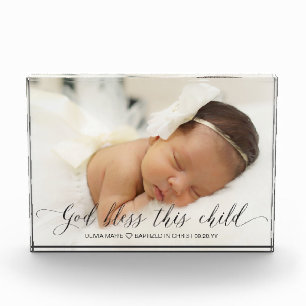 Bloc Photo Cadeau Baptême pour Godchild Simple Script moderne