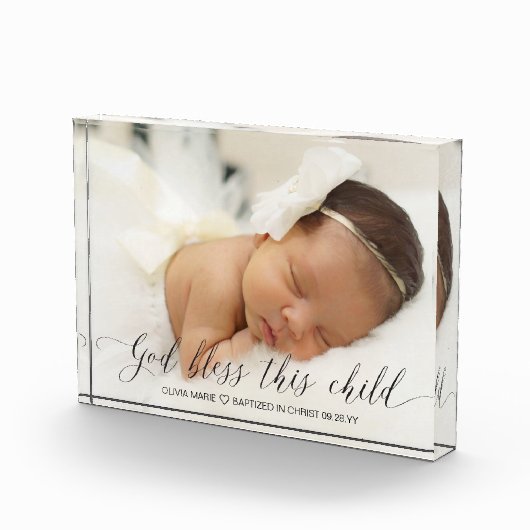 Bloc Photo Cadeau Baptême pour Godchild Simple Script moderne (Droite)