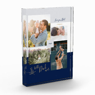 Bloc Photo Cadeau de fête des pères bleu Meilleur Papa Collag