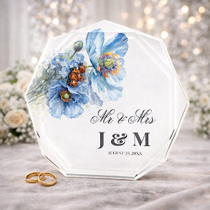 Bloc Photo Cadeau de mariage floral bleu pour jeunes mariés M