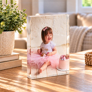Bloc Photo Cadeau de premier anniversaire en acrylique
