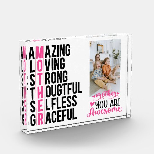 Bloc Photo Cadeau photo personnalisé moderne, Fête des Mères (Gauche)