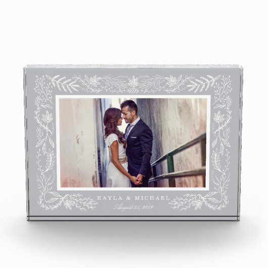 Bloc Photo Cadre botanique gris élégant | MARIAGE (Devant)