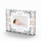 Bloc Photo cadre pastel fleuri couronne naissance bébé (Droite)