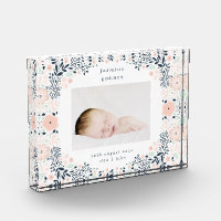 cadre pastel fleuri couronne naissance bébé