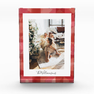 Bloc Photo Calicot aquarelle rouge Noël rustique