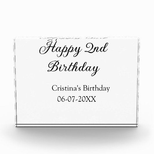 Bloc Photo calligraphie simple minimum heureux 2e anniversair (Devant)