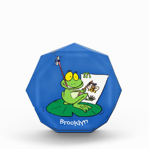Bloc Photo Caricature amusante de grenouille verte