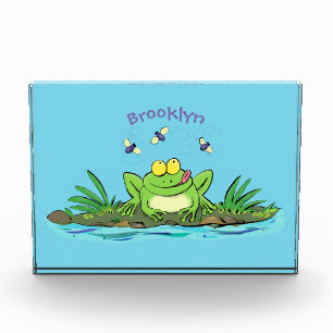 Bloc Photo Caricature de grenouille vert mignon