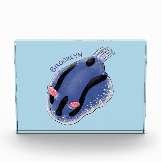 Bloc Photo Caricature de nudibranche bleu mignon (Devant)