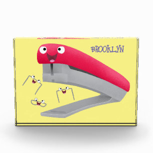 Bloc Photo Caricature en agrafeuse rouge pâle