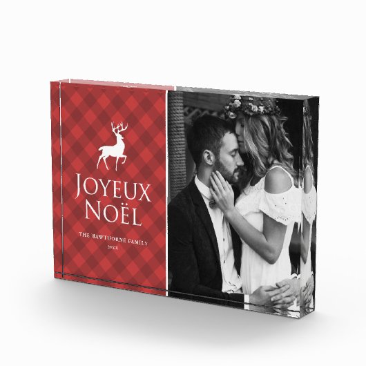 Bloc Photo Carreaux Rouges Classiques avec Cerf Joyeux Noël V (Droite)