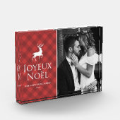 Bloc Photo Carreaux Rouges Classiques avec Cerf Joyeux Noël V (Gauche)