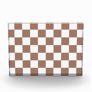 Bloc Photo Carrés à damier marron moka blanc géométrique rétr
