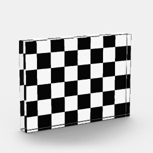 Bloc Photo Carrés à damier noir et blanc géométrique rétro