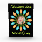 Bloc Photo Cercle des lumières de Noël en orange et bleu (Devant)