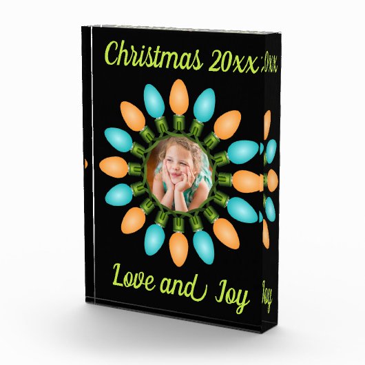 Bloc Photo Cercle des lumières de Noël en orange et bleu (Droite)