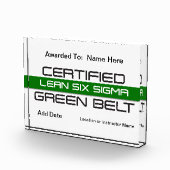 Bloc Photo Certifié Lean Six Sigma Green Belt Award (Droite)