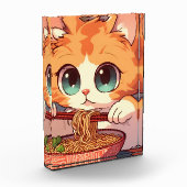 Bloc Photo Chat Adorable Mangeant des Ramen (Gauche)