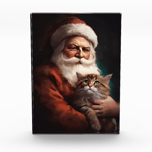 Bloc Photo Chat Perse avec Noël Festif du Père Noël (Devant)