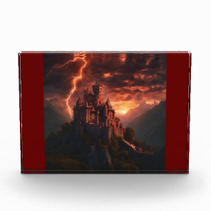 Bloc Photo Château de montagne Sunset Red Lightning