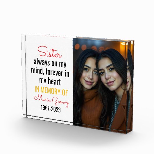 Bloc Photo Chemise commémorative Soeur - Toujours sur mon coe (Droite)