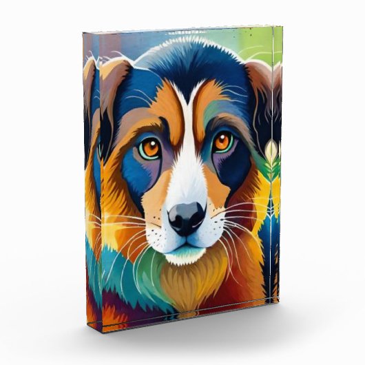 Bloc Photo Chien coloré visage proche (Gauche)