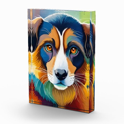 Bloc Photo Chien coloré visage proche (Droite)