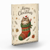 Bloc Photo Christmas Cat in Stocking (Gauche)