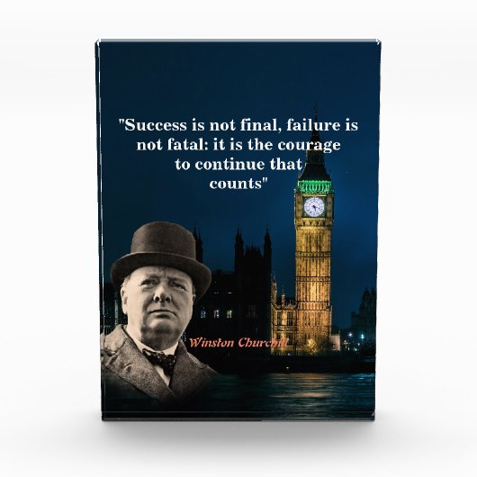 Bloc Photo Citation De Winston Churchill Sur L'Affiche Courag (Devant)