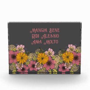 Bloc Photo Citation Italienne Avec Design Fleur Vibrant