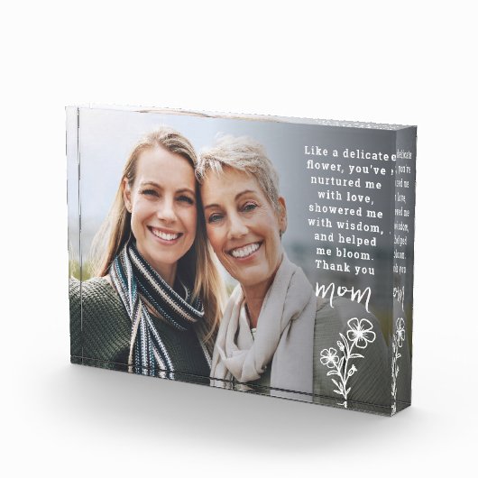 Bloc Photo Citation superposer fleur délicate mère jour (Droite)