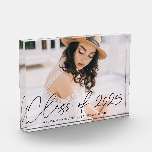 Bloc Photo Classe de 2023 Modern Black Script Graduation (Gauche)