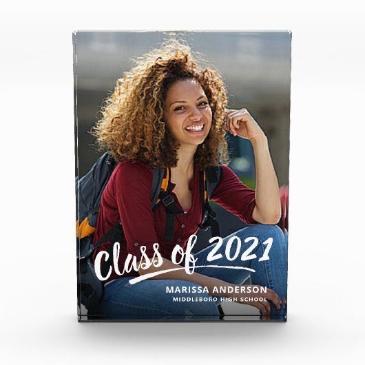 Bloc Photo Classe Grad De Brosse Blanche Moderne Script (Devant)