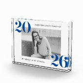 Bloc Photo Classe moderne Bold de 2025 Bleu Graduation (Droite)