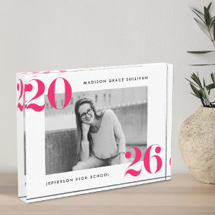 Bloc Photo Classe moderne Bold Hot Pink de 2025 Graduation