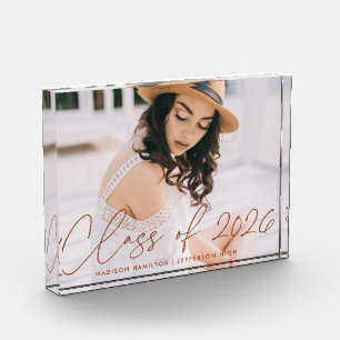 Bloc Photo Classe moderne de 2025 Teracotta Script Graduation