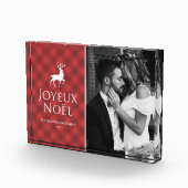 Bloc Photo Classique carreau rouge avec cerf Joyeux Noël Fête (Droite)