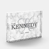 Bloc Photo Classy Marble Famille Monogramme Nom Typographie (Gauche)