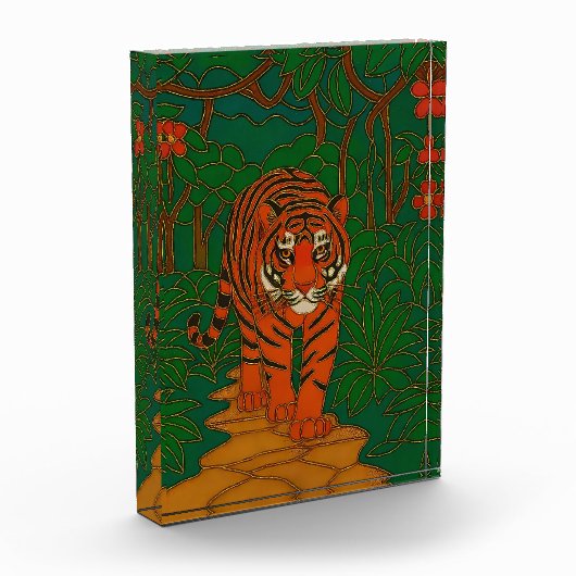 Bloc Photo Cloisonne Art Tiger on the Jungle Path (Gauche)