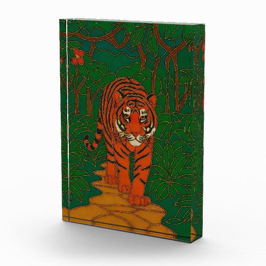 Bloc Photo Cloisonne Art Tiger on the Jungle Path (Droite)