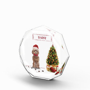 Bloc Photo Cockapo Brown Funny Chien de Noël et Arbre