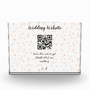 Bloc Photo Code QR de site web de mariage pour les détails or