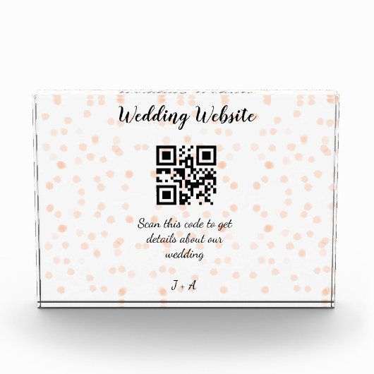 Bloc Photo Code QR de site web de mariage pour les détails or (Devant)