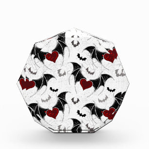 Bloc Photo Coeur d'Halloween avec ailes de chauve-souris noir