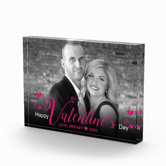 Bloc Photo Coeurs de script rose chic noir blanc photo modern (Droite)