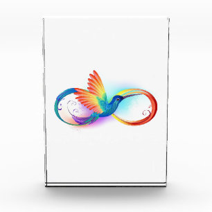 Bloc Photo Colibri arc-en-ciel avec symbole d'infini