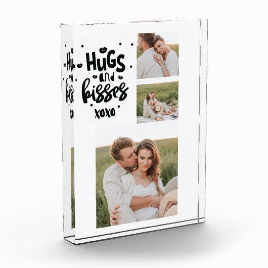 Bloc Photo Collage Couple Photo & Hugs Et Baisers Phrase Love (Gauche)