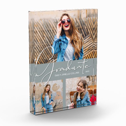 Bloc Photo Collage de graduation moderne sur gris (Gauche)